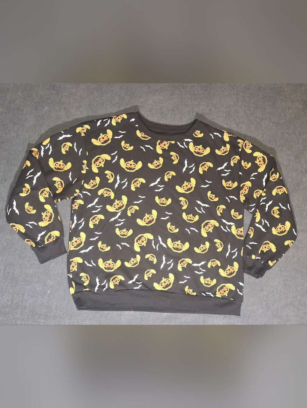 Disney Stitch Halloween Pumpkin Sweatshirt Black All Over Print 3XL